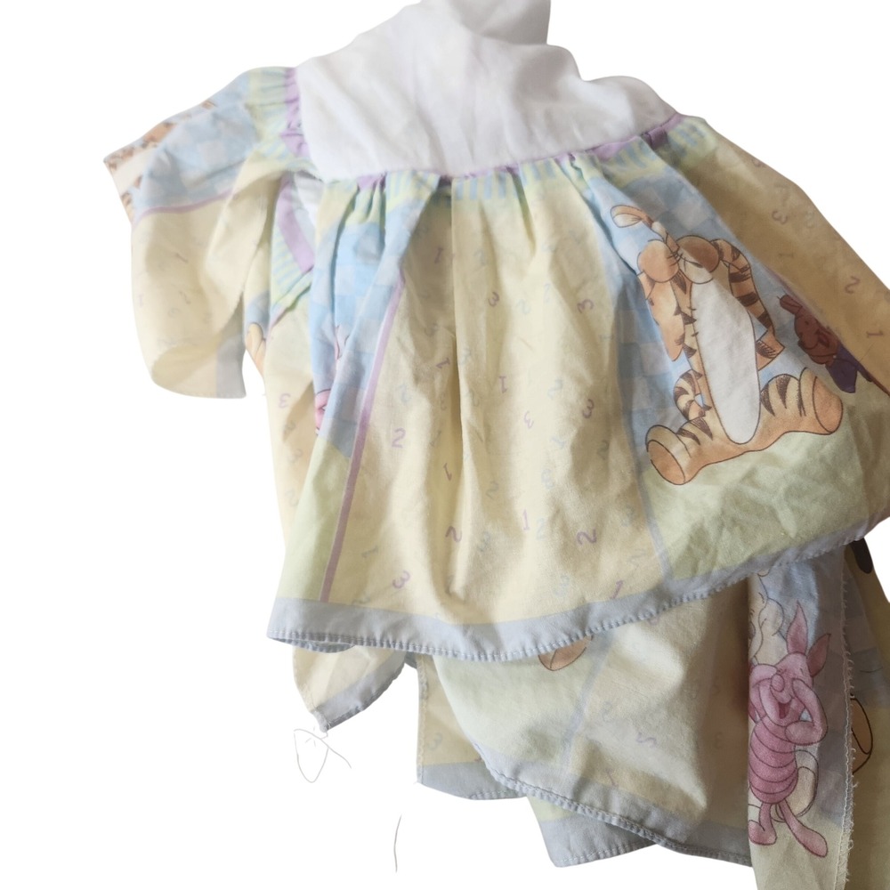 Vintage Disney Winnie the Pooh Crib Bed Skirt Dust Ruffle Pastel Nursery Decor